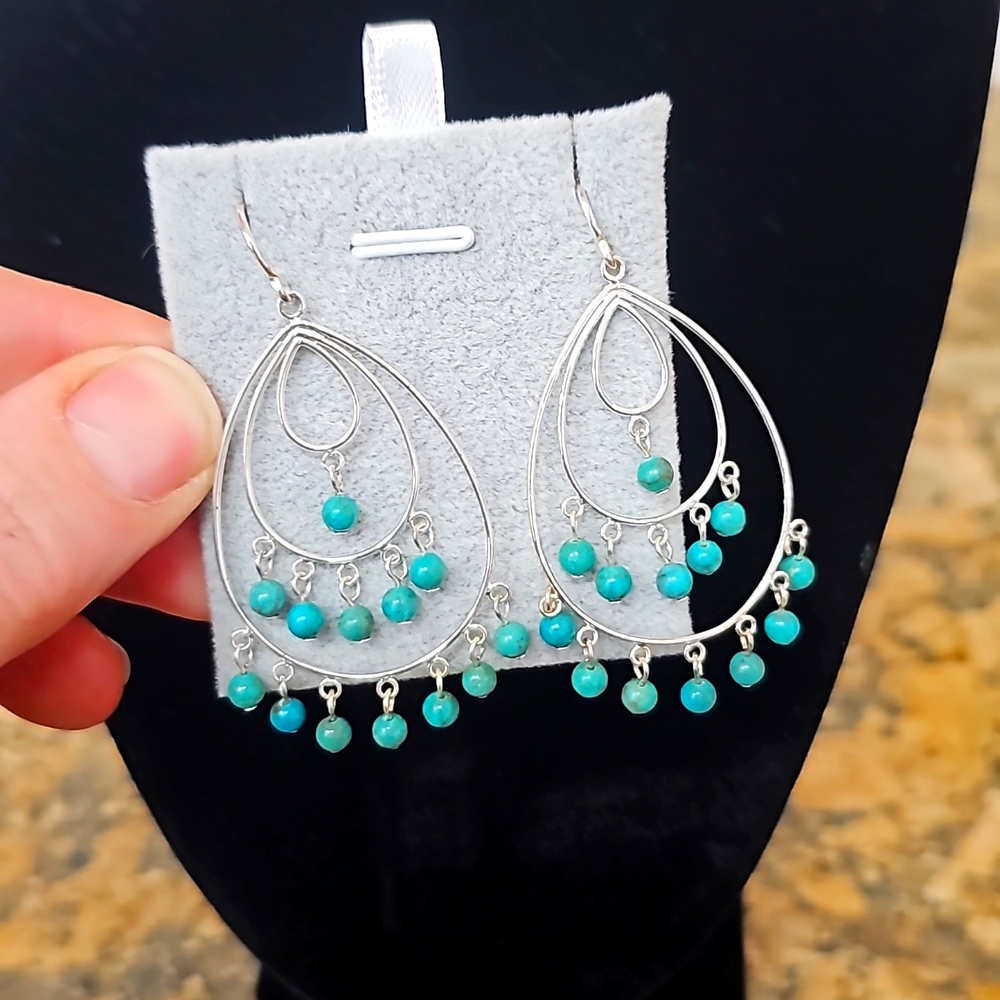 Sx designer sterling silver and turquoise earrings
